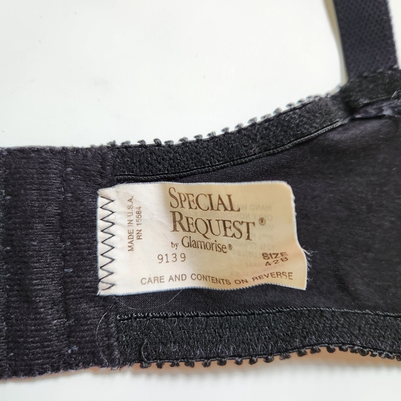 Vintage Special Request by Glamorise Black Floral Lace Underwire Bra 42B #9139 - Picture 7 of 9